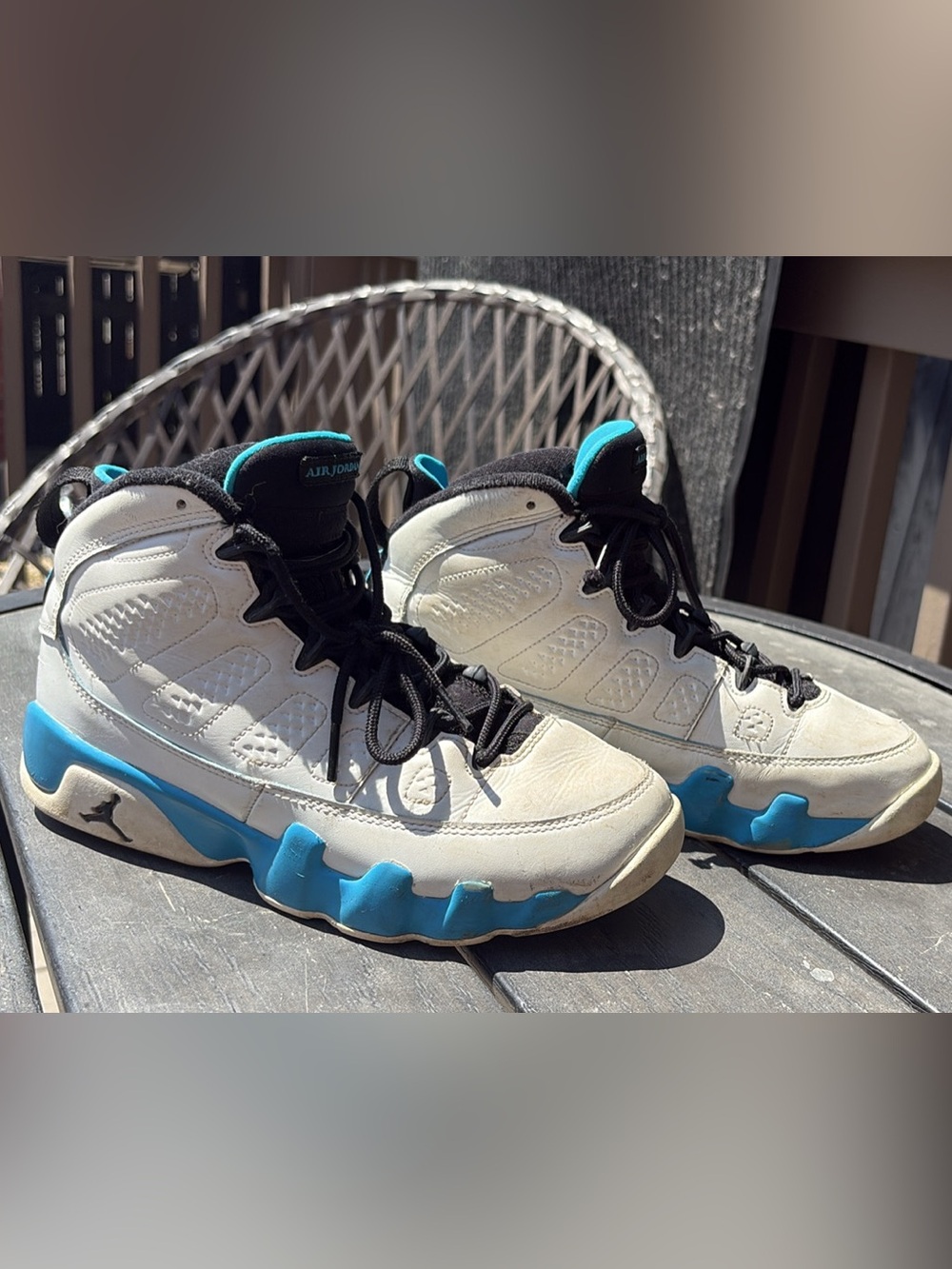 Air Jordan 9 Retro Youth Size 7Y – White/Black/University Blue